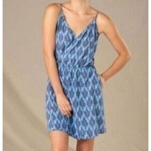 TOAD & CO Ikat Surplice Sleeveless Mini Dress Tencel Blue Weekend Outdoor‎ Sz S